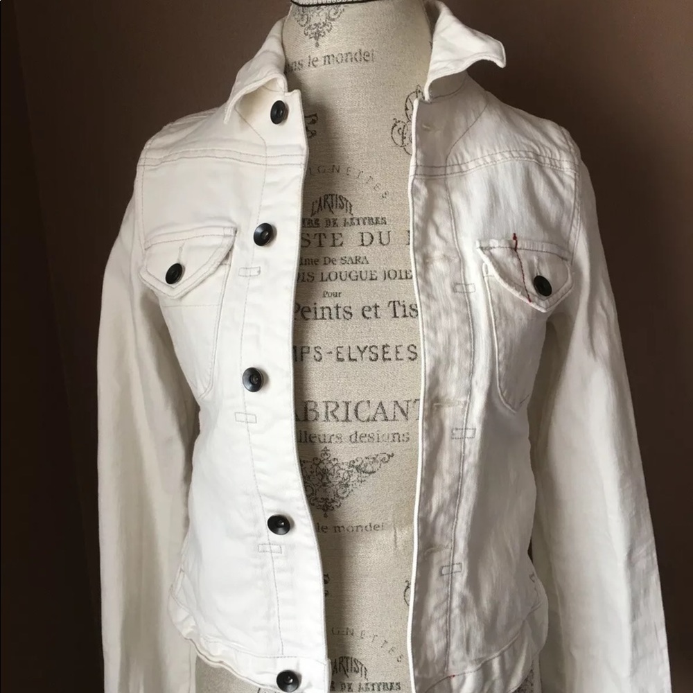 Club Monaco White Denim Jacket Top P Small